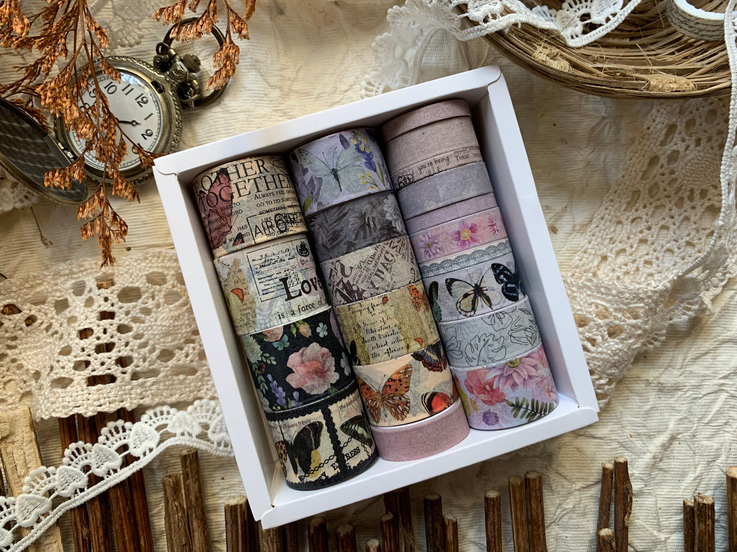 Vintage Butterfly Washi Tape Box