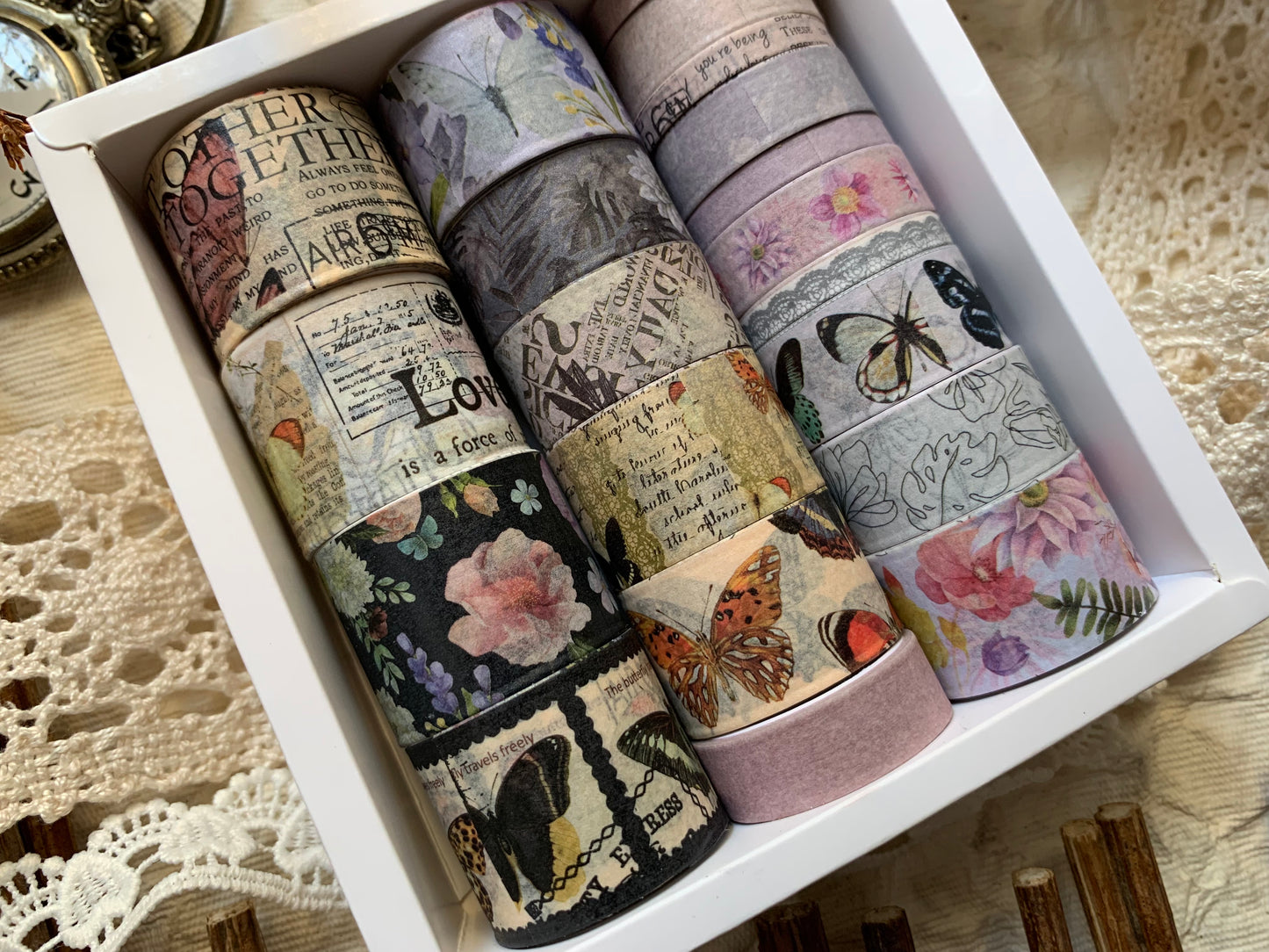 Vintage Butterfly Washi Tape Box