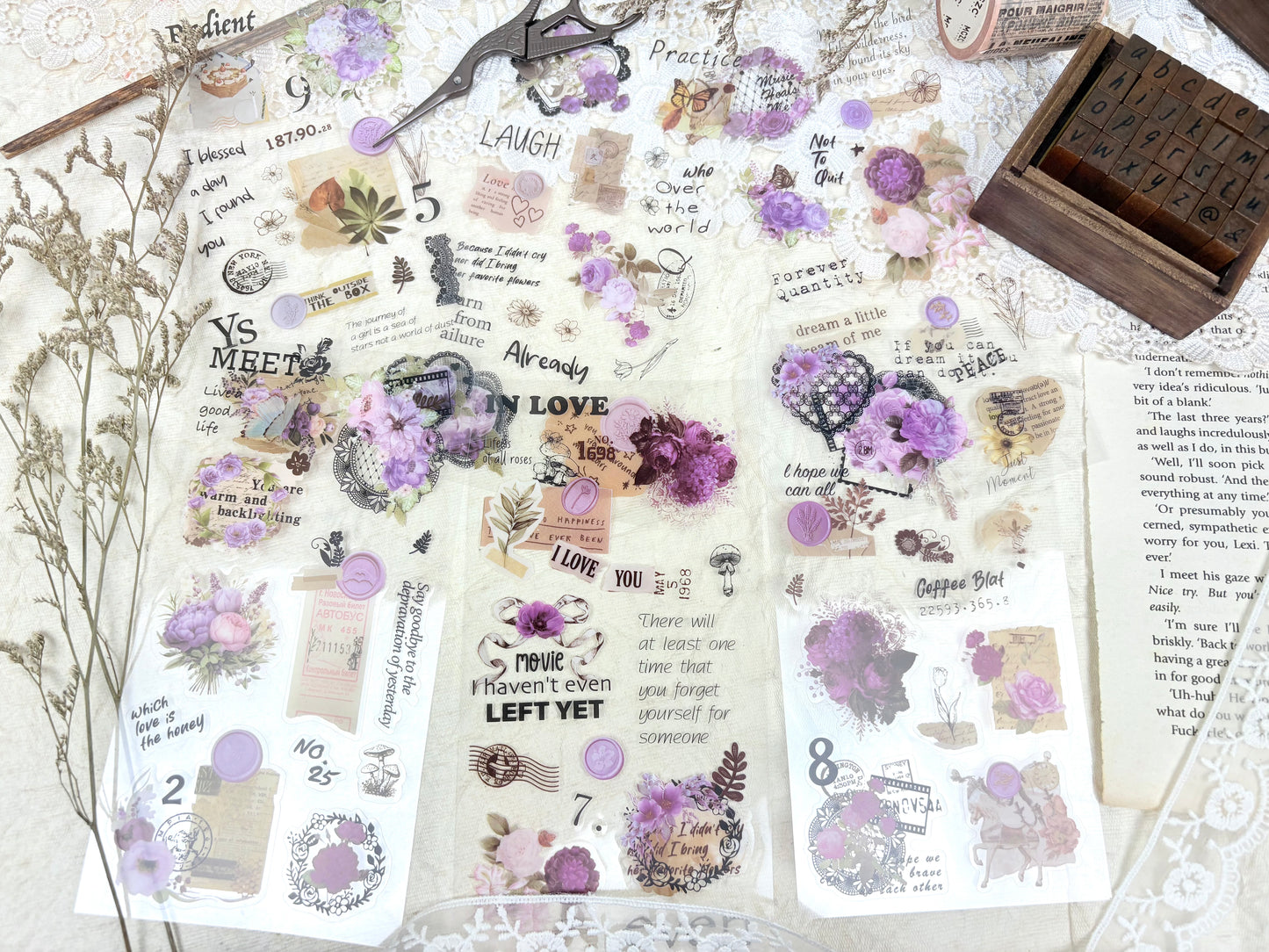 Purple Floral Sticker Set