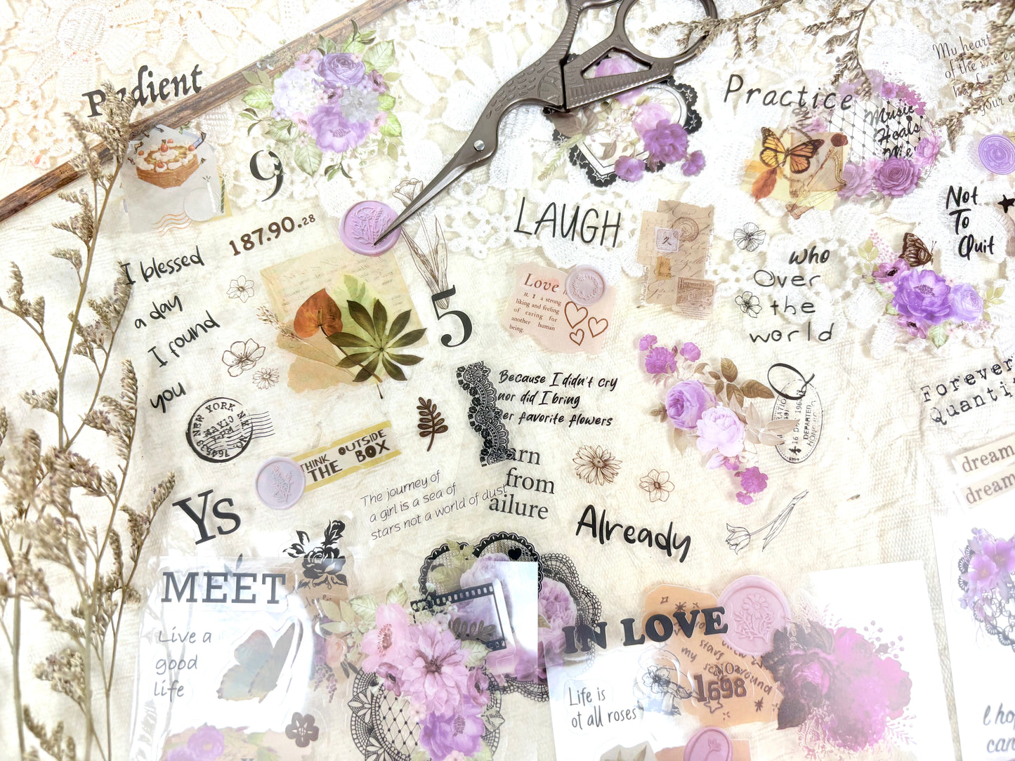 Purple Floral Sticker Set