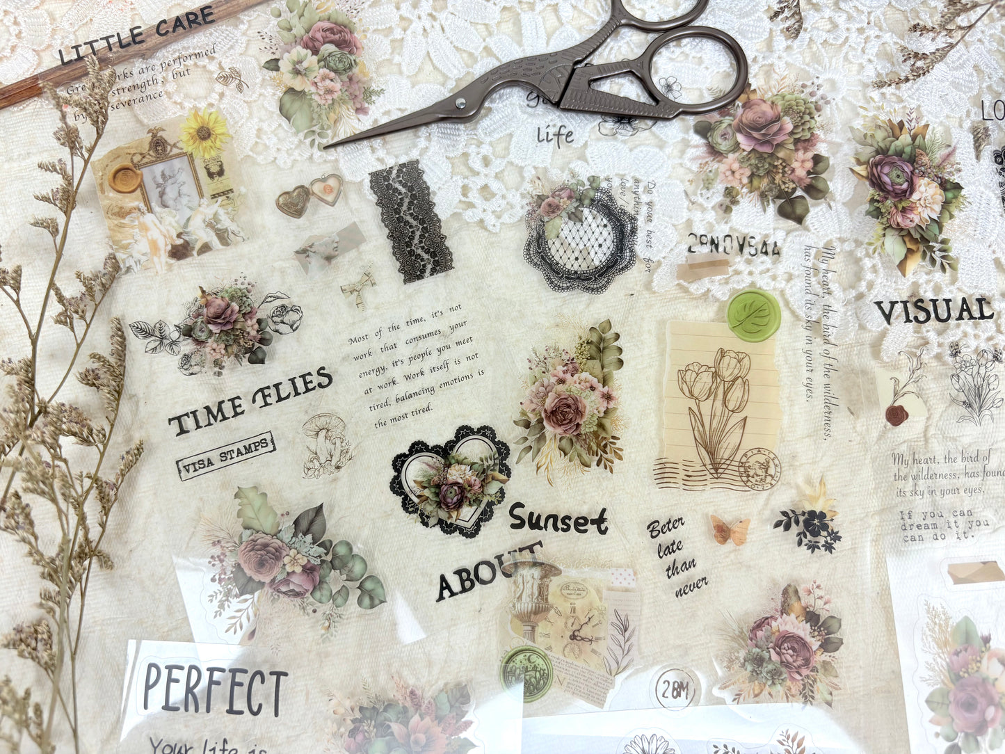 Green Floral Sticker Set