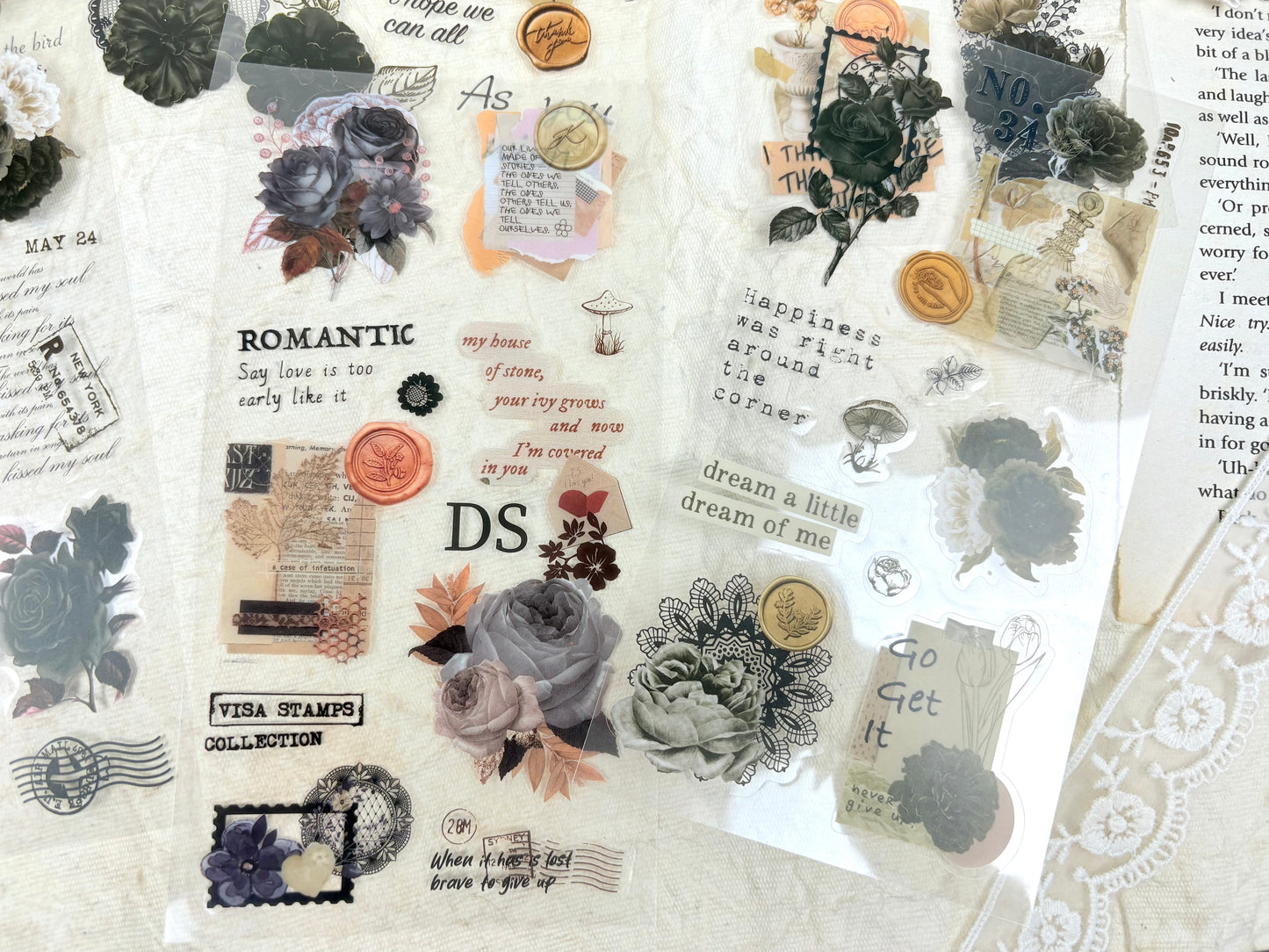 Black Floral Sticker Set