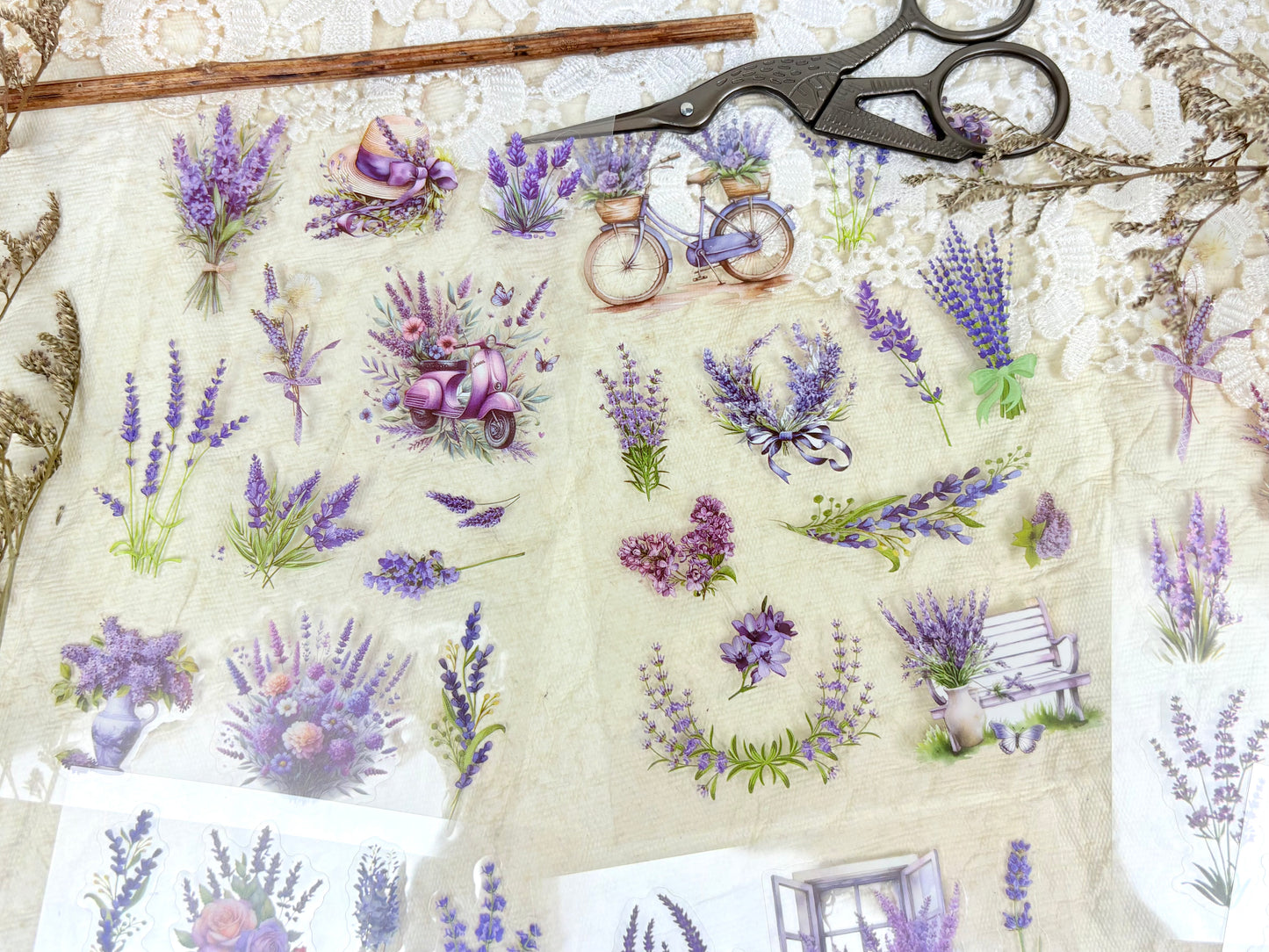 Lavender Floral Sticker Set