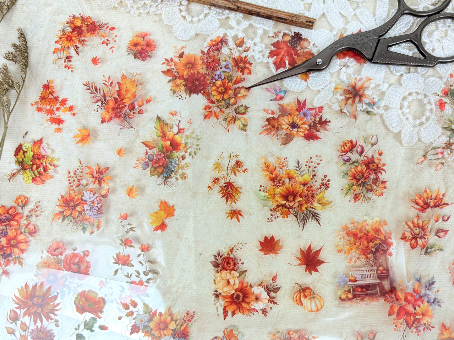 Orange Floral Sticker Set 2