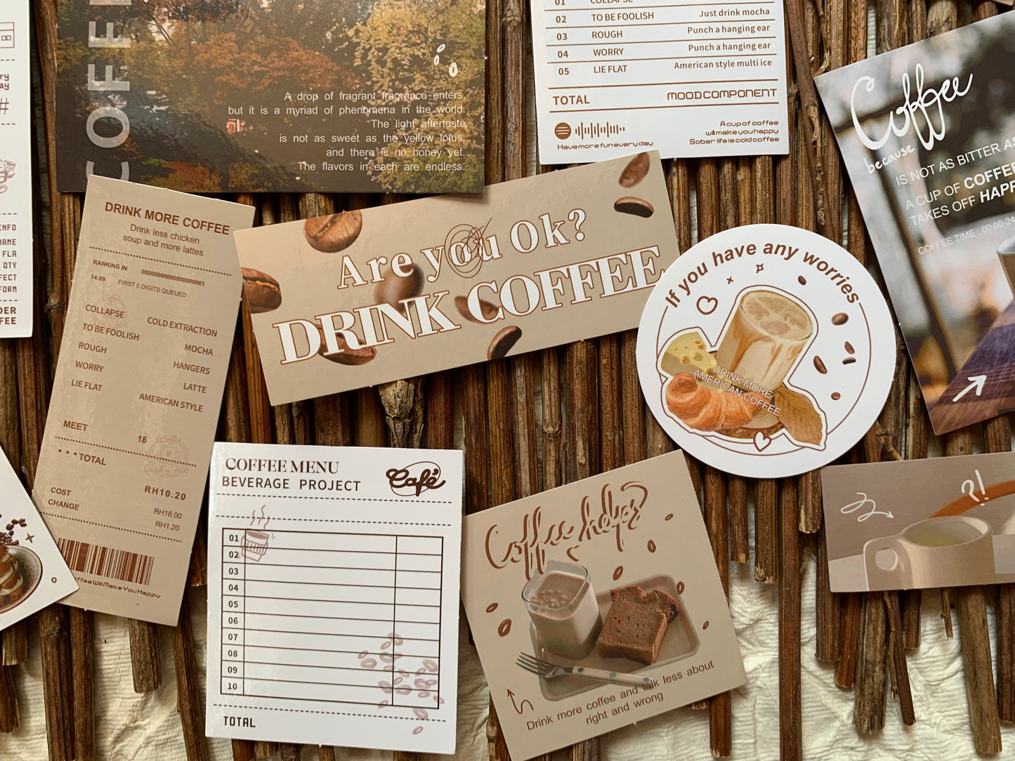 Coffee Sticker Set - Brown