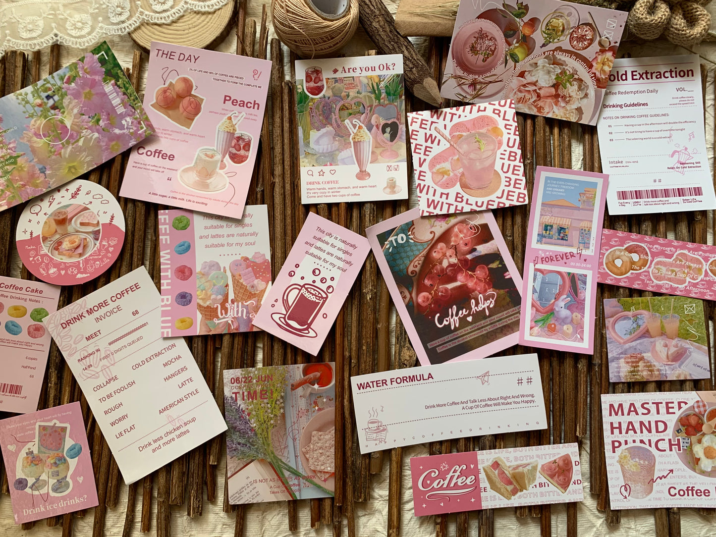 Coffee Sticker Set - Pink