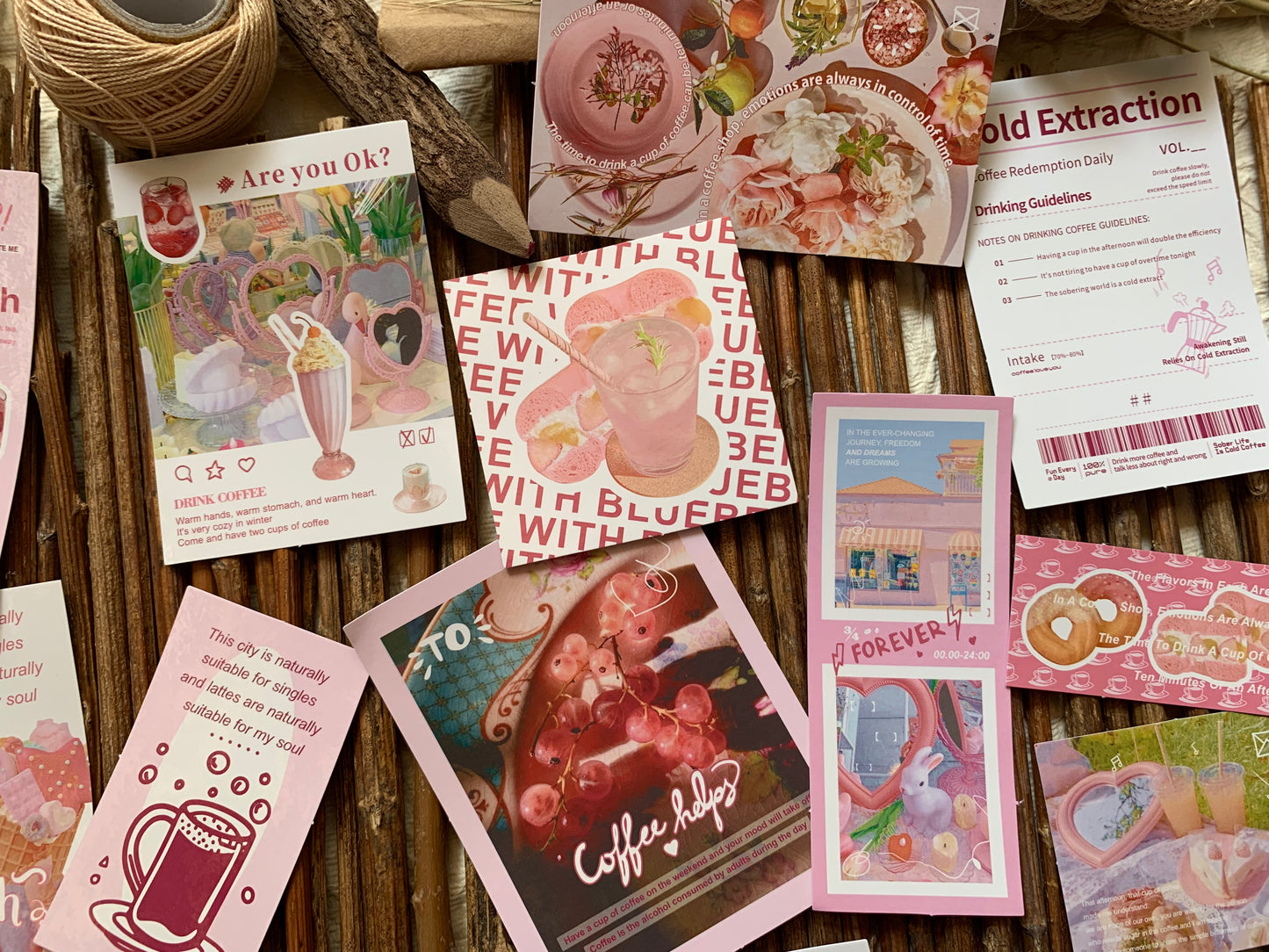 Coffee Sticker Set - Pink