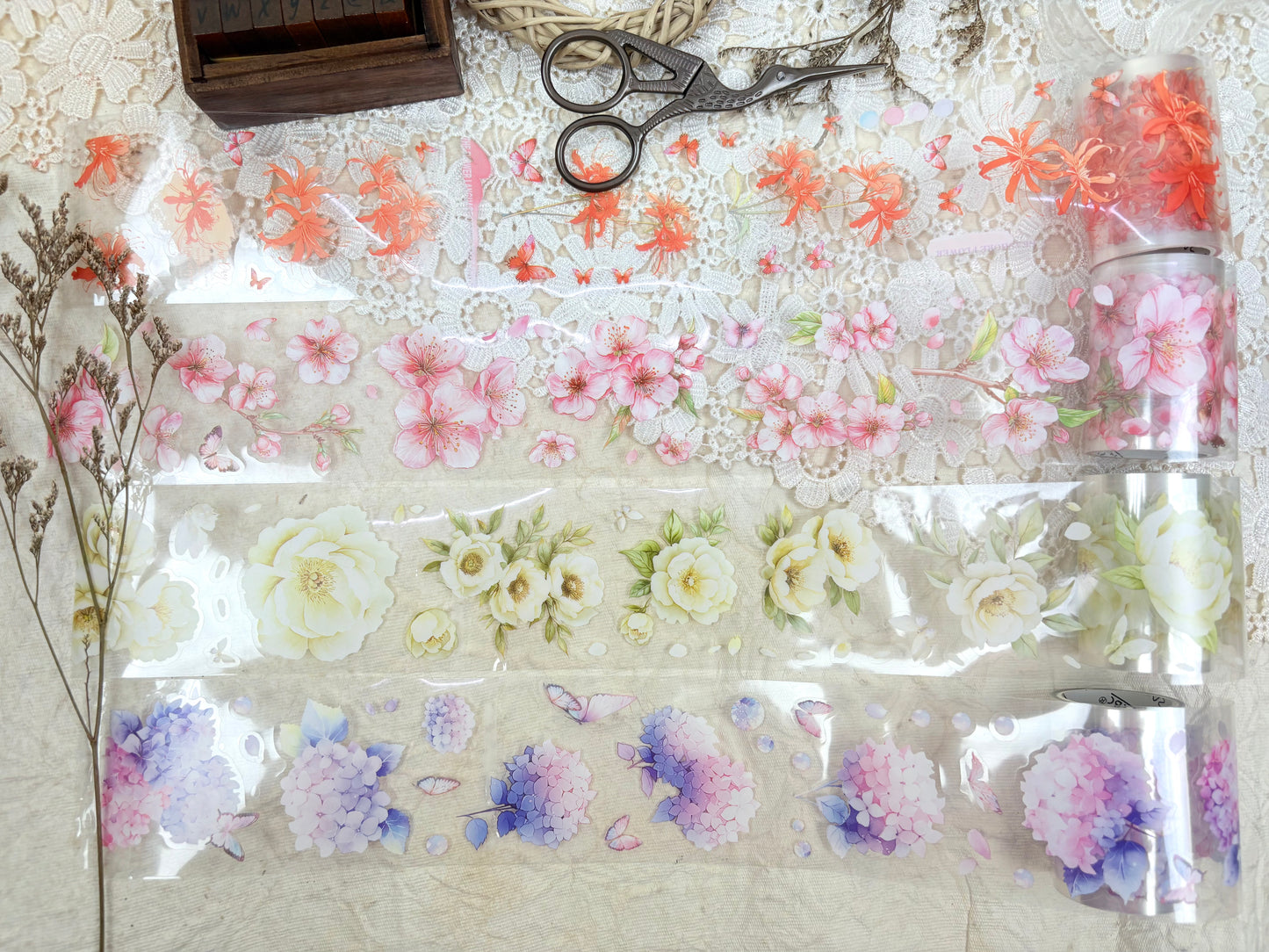 Pastel Floral Sticker Washi Tape Set