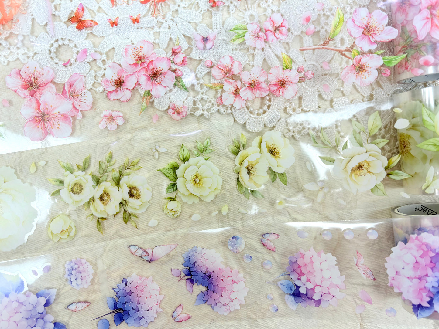 Pastel Floral Sticker Washi Tape Set