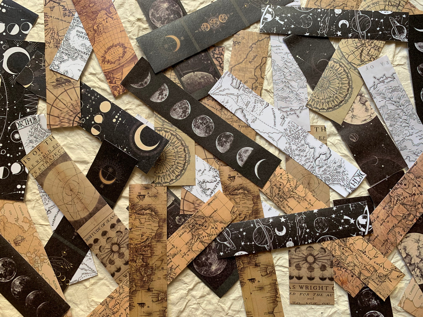 Maps and Moon Strip Stickers