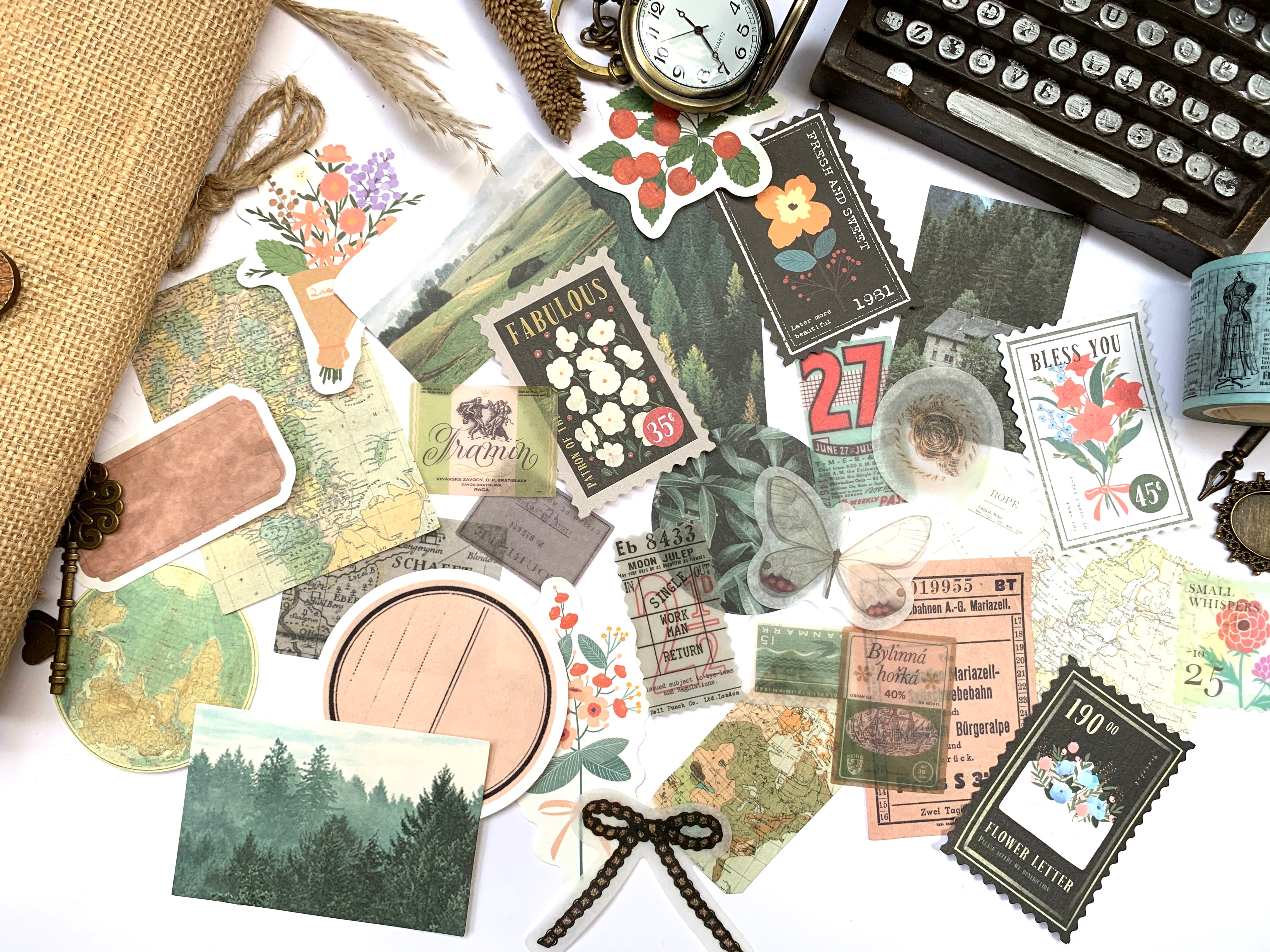 Vintage Paper and Sticker Set BRWN