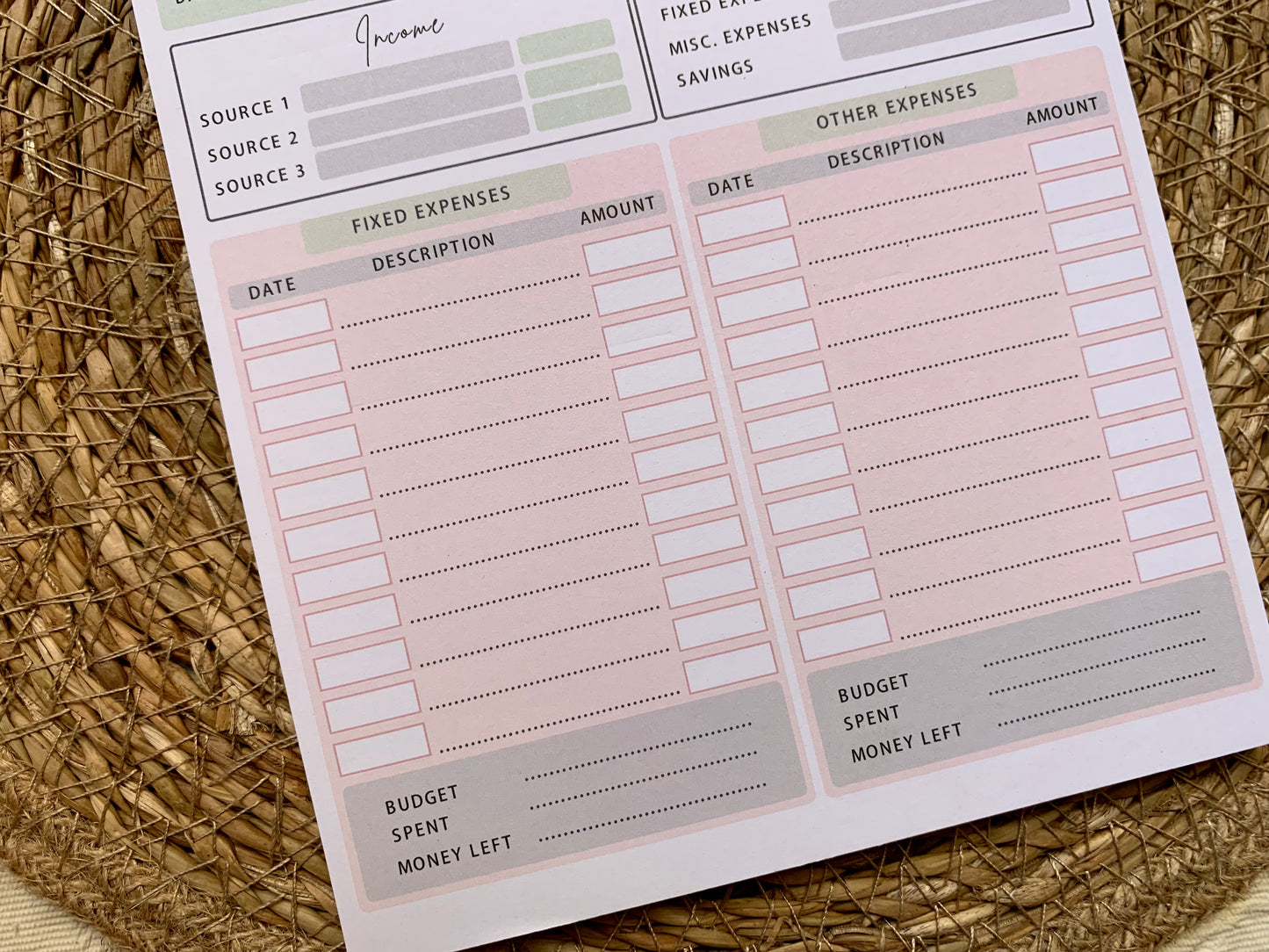 Budget Planner Note Pad