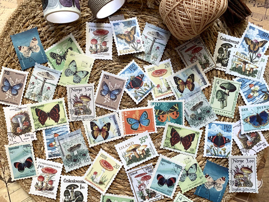Butterfly & Mushroom Stamp Stickers