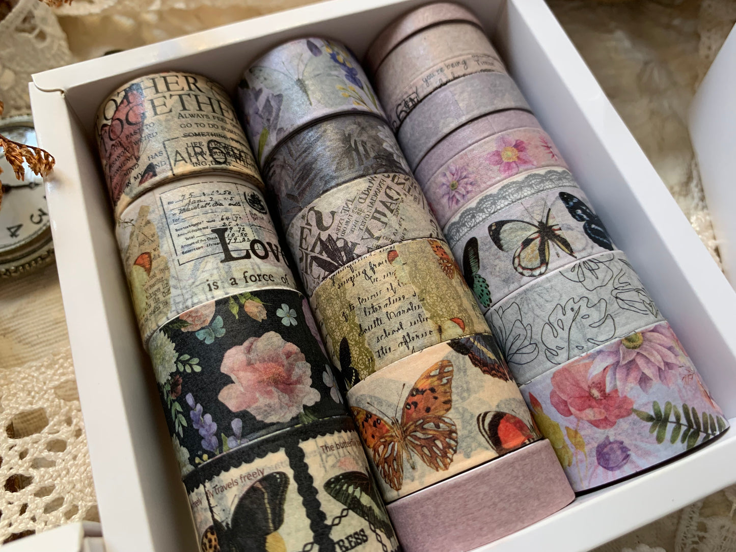 Vintage Butterfly Washi Tape Box