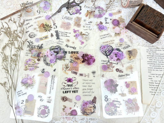 Purple Floral Sticker Set