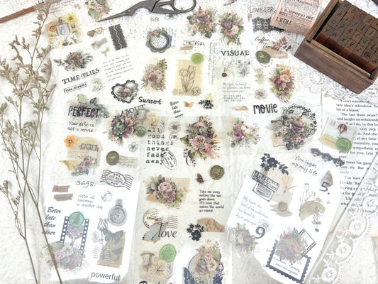 Green Floral Sticker Set