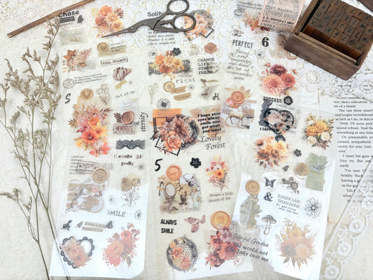 Orange Floral Sticker Set