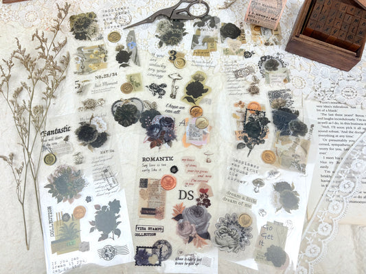 Black Floral Sticker Set