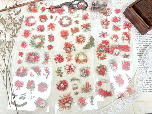 Red Floral Sticker Set