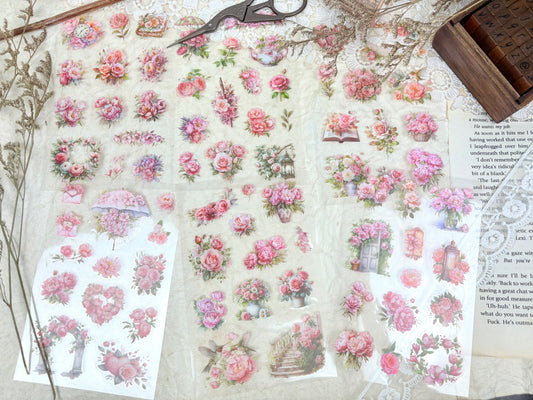 Pink Floral Sticker Set