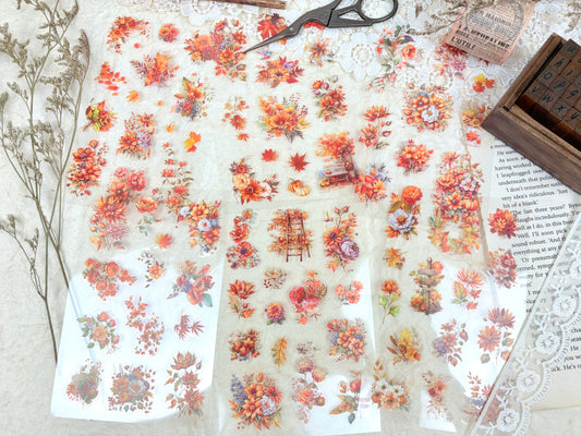 Orange Floral Sticker Set 2