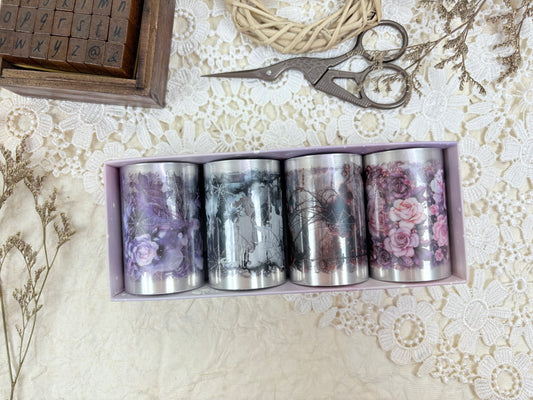 Dark Floral Sticker Washi Tape Set