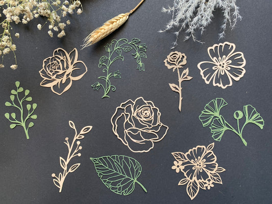 Roses and Leaves Cut Out Set